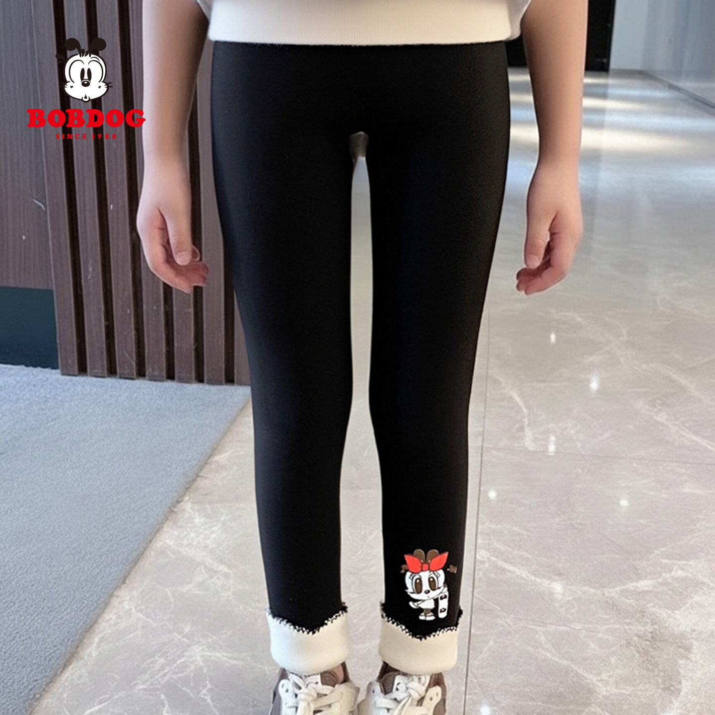 巴布豆儿童卡通打底裤保暖一体绒