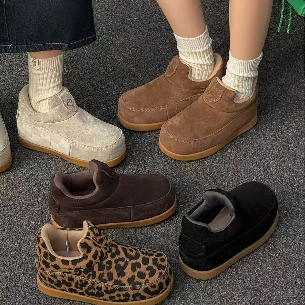 勃肯鞋女2025新款真皮复古英伦风一脚蹬懒人鞋面包鞋厚底休闲鞋女