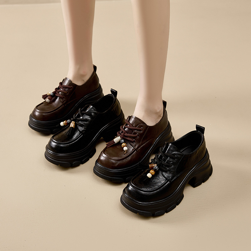 英伦风小皮鞋女新款秋冬复古厚底