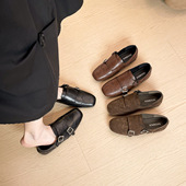 单鞋 166 女新款 百搭布洛克乐福鞋 复古英伦风巴洛克雕花小皮鞋