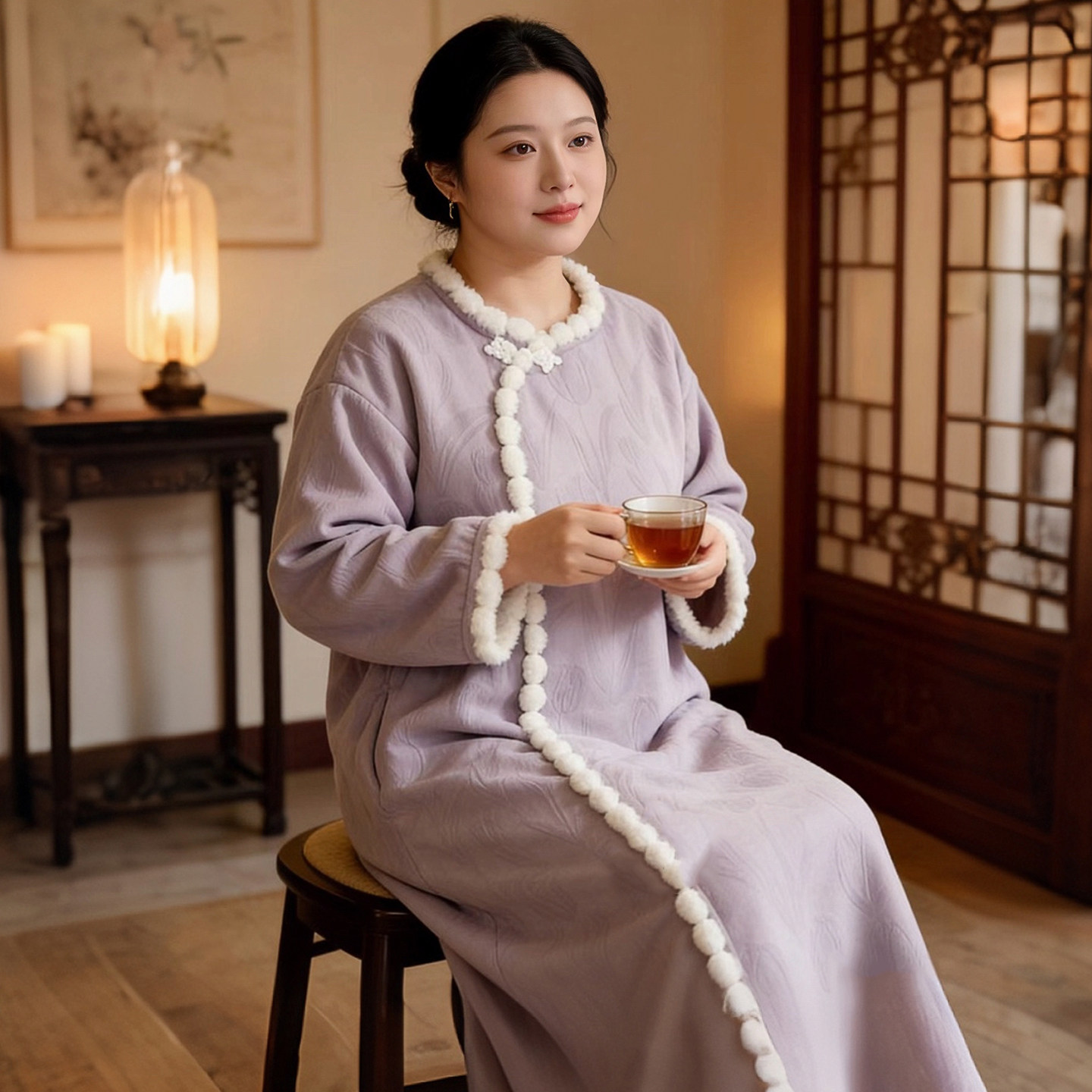 冬季珊瑚绒女士大码睡裙200斤胖mm中国风孕妇待产睡衣保暖家居裙,女士内衣/男士内衣/家居服,睡裙,淘宝优惠券,粉丝福利购,淘宝优惠卷