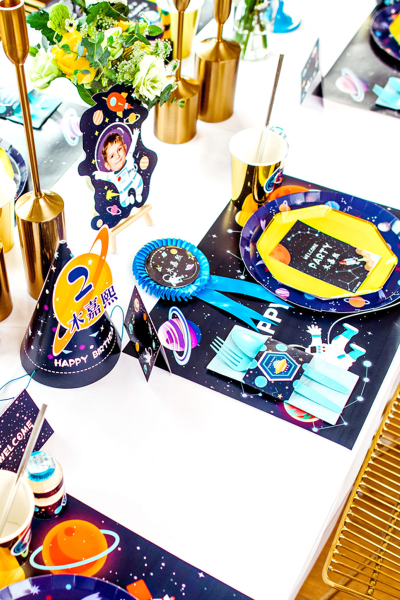 太空宇航员男孩生日布置蛋糕装饰