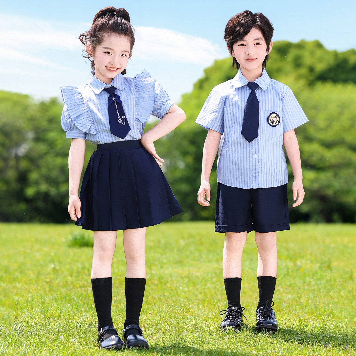 六一儿童演出服幼儿园毕业服装小学生校服学院风班服条纹合唱套装