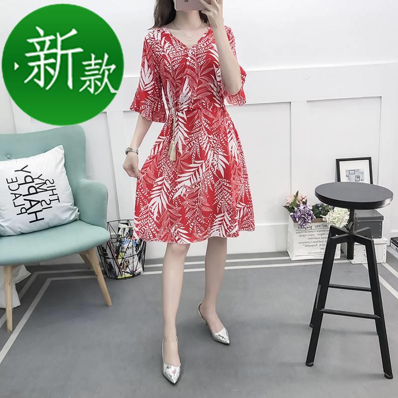 棉绸连衣裙女夏2019新款绵绸中长款j年轻款宽松中袖抽绳收腰人造10月31日最新优惠
