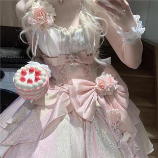 玫瑰心结jsk公主裙小花嫁Lolita设计lo裙在逃公主生日宴会可爱裙