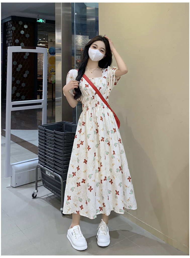 连衣裙女裙子2024年夏季新款长裙白色碎花法式气质显瘦小个子春秋