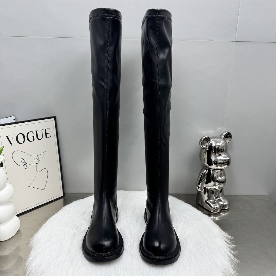 2024秋冬新款过膝长靴真皮高筒