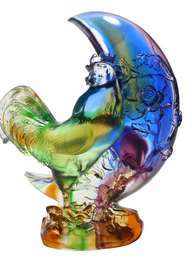 琉璃生肖鸡摆件招财玄关柜装饰品