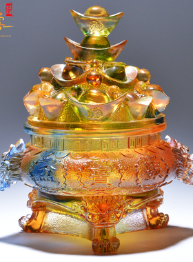 开业聚宝盆前台摆件千云琉璃招财