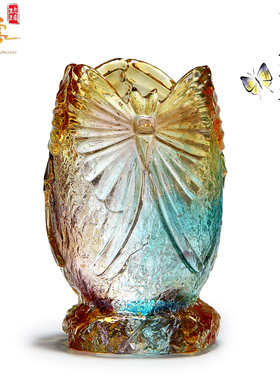 千云琉璃蝴蝶笔筒创意可爱