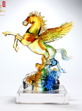 琉璃招财马到成功办公室装饰品
