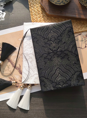 月白 余笙 国风刺绣手帐手账本布艺笔记本书衣A5A6活页日记本礼物