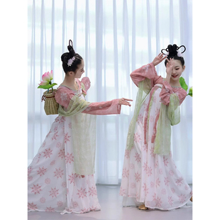 儿童古典舞演出服装戏莲池上舞蹈道具女童襦裙汉服少儿身韵表演服