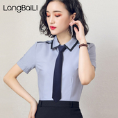 ins搭配日系黑色蓝色免打结 商务学院风衬衫 男女同款 拉链领带正装