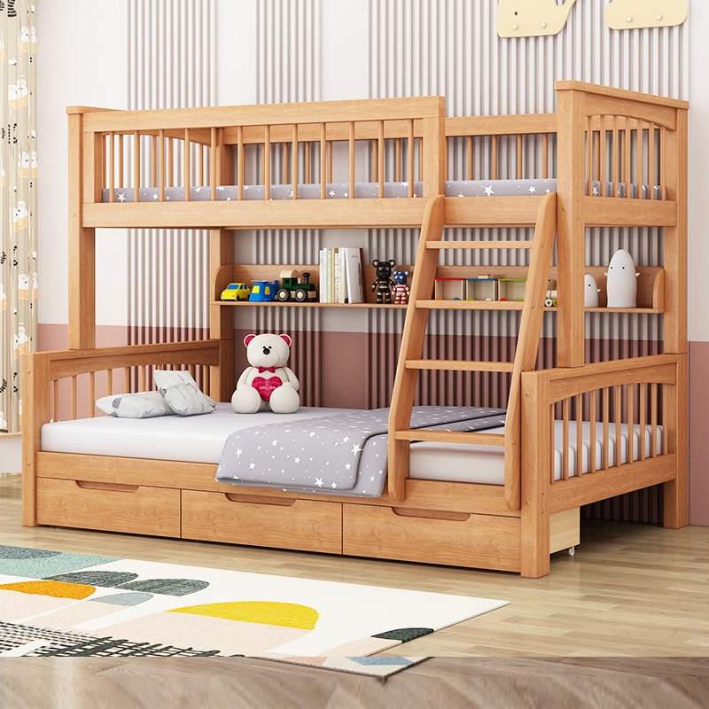 红橡木上下床实木两层高低床子母床大人可拆分儿童上下铺木床双层