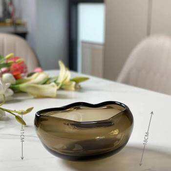 欧式工艺装饰摆件器样板房轻奢褶皱插花餐桌玻璃花瓶客厅w.i.