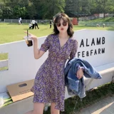 Летнее приталенное пляжное платье, шифоновый корсет, сезон 2021, подходит для подростков, цветочный принт, французский стиль