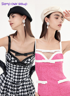 Sleep Over Sleep黑色蝴蝶结装饰软呢贝雷帽2色