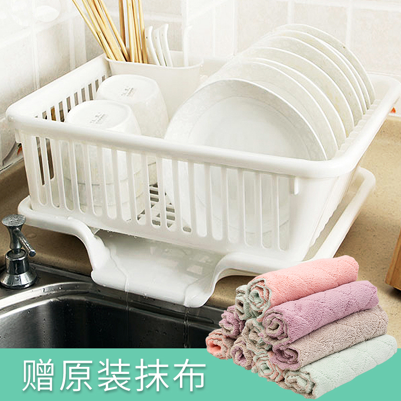 家用装碗筷沥水蓝厨房带盖碗柜碟子收纳盒餐具置物架碗架放碗篮子