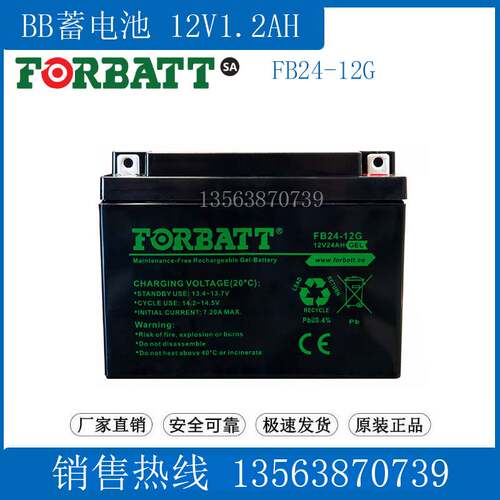FORBATT蓄电池12V24AH FB24-12G UPS应急 医疗仪器 通讯 直流屏