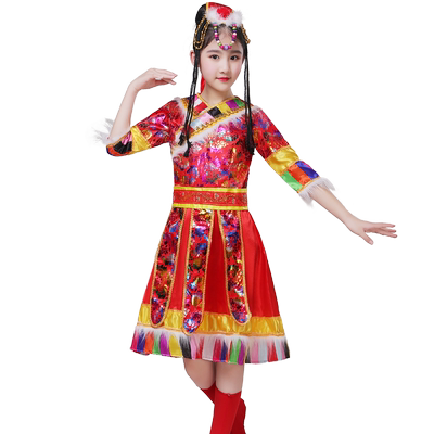 儿童藏族舞蹈演出服装六一表演