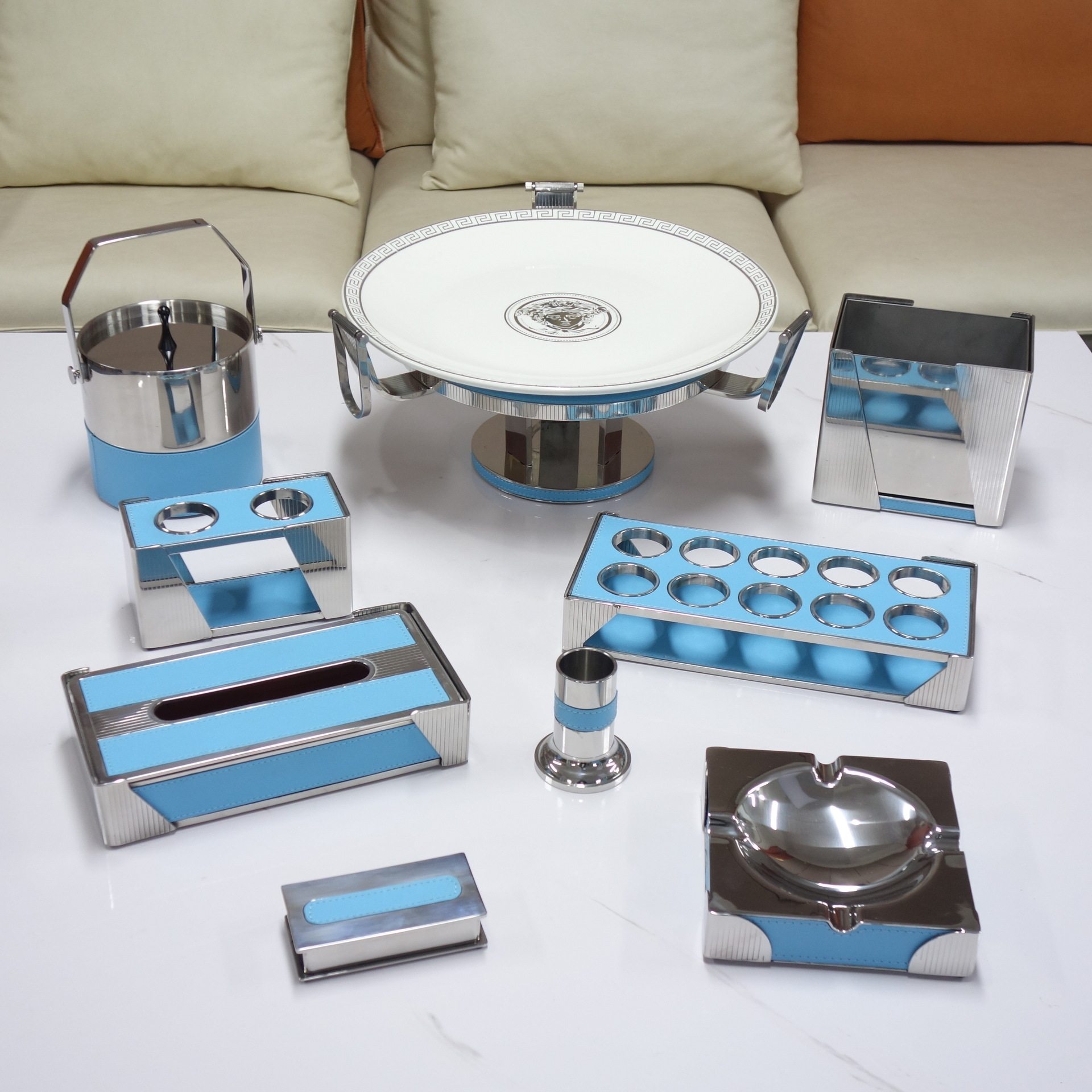 拉丝不锈钢KTV会所桌面摆件用品全套果盘架纸巾盒话筒架包厢套装,餐饮具,酒架,淘宝优惠券,粉丝福利购,淘宝优惠卷