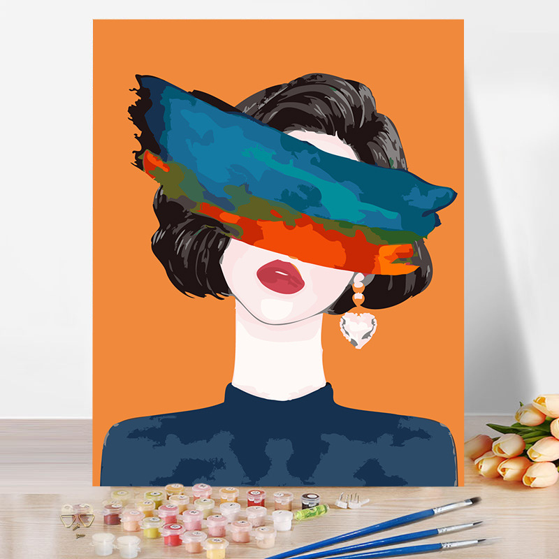diy数字油画手绘少女油彩画painting填色画
