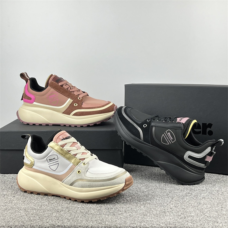 出美单高端运动鞋女鞋真皮拼接复古休闲慢跑鞋耐磨厚底减震阿甘鞋