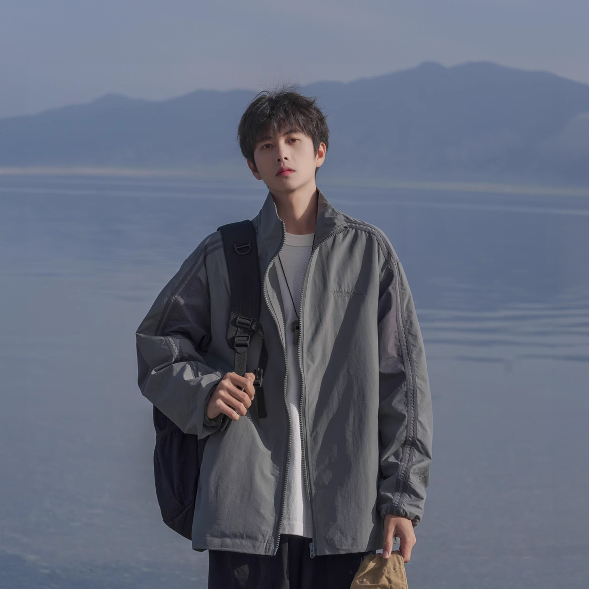 教练夹克男秋季休闲男装秋冬青少年男款春秋美式运动男生工装外套