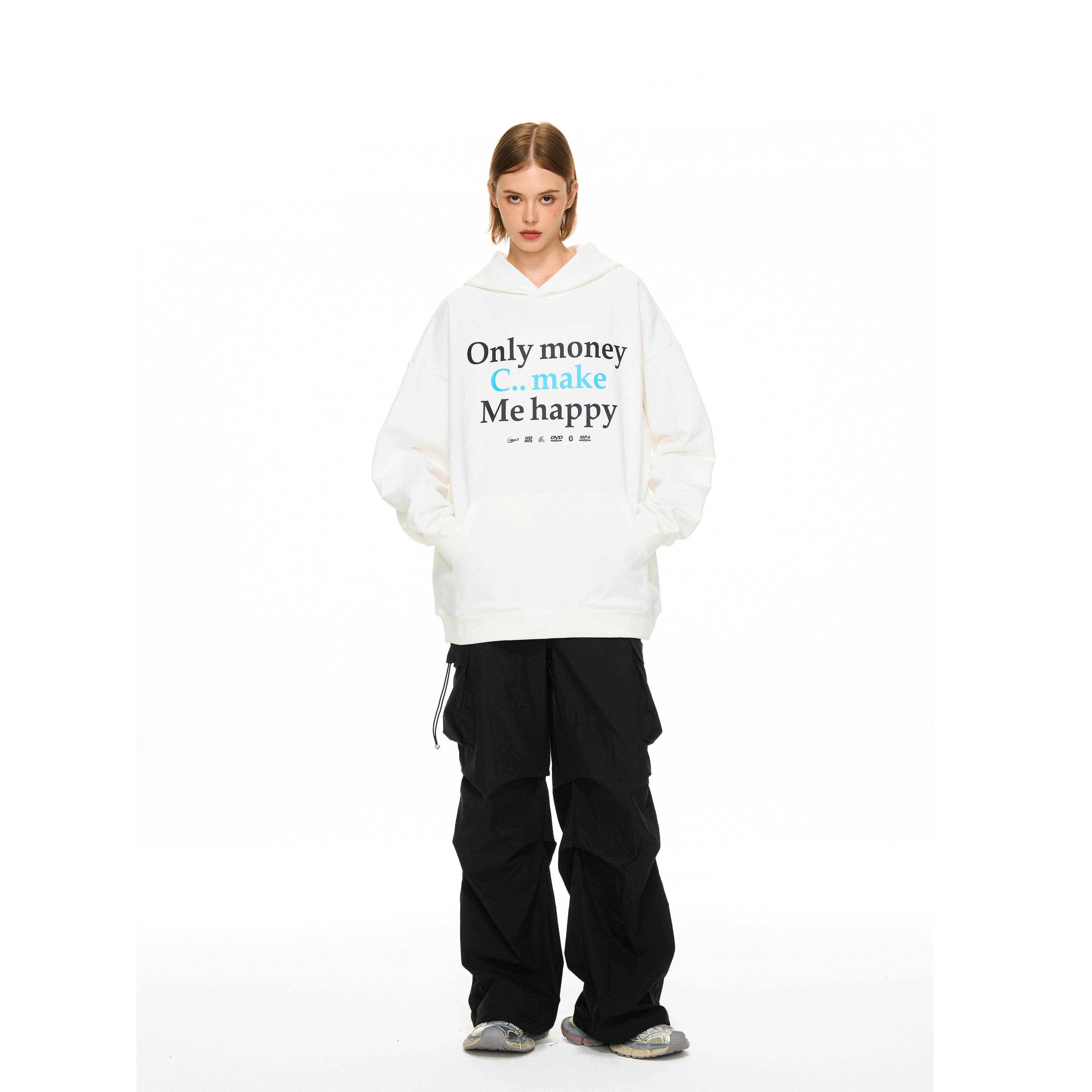 OKET 美式高街字母印花帽衫宽松复古国潮牌休闲重磅情侣连帽卫衣