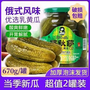 喀秋莎330 酸黄瓜脆瓜俄罗斯风味汉堡开胃酸菜罐头下饭菜 670g俄式
