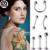欧美时尚 潮流G23纯钛外牙直杆耳钉眉钉鼻中隔钉鼻环鼻钉唇钉舌钉