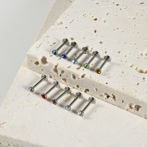 旅悦不锈钢多色单钻超闪内牙唇钉耳钉耳骨钉小耳钉唇钉饰品