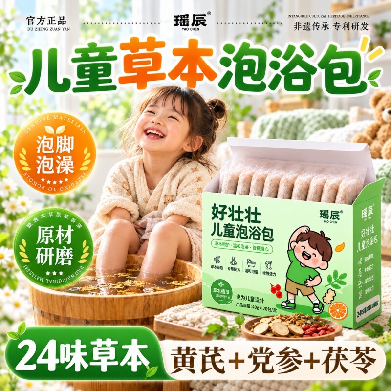 儿童草本泡浴包儿童泡脚包小儿泡澡包艾叶紫苏党参茯苓草本泡澡包