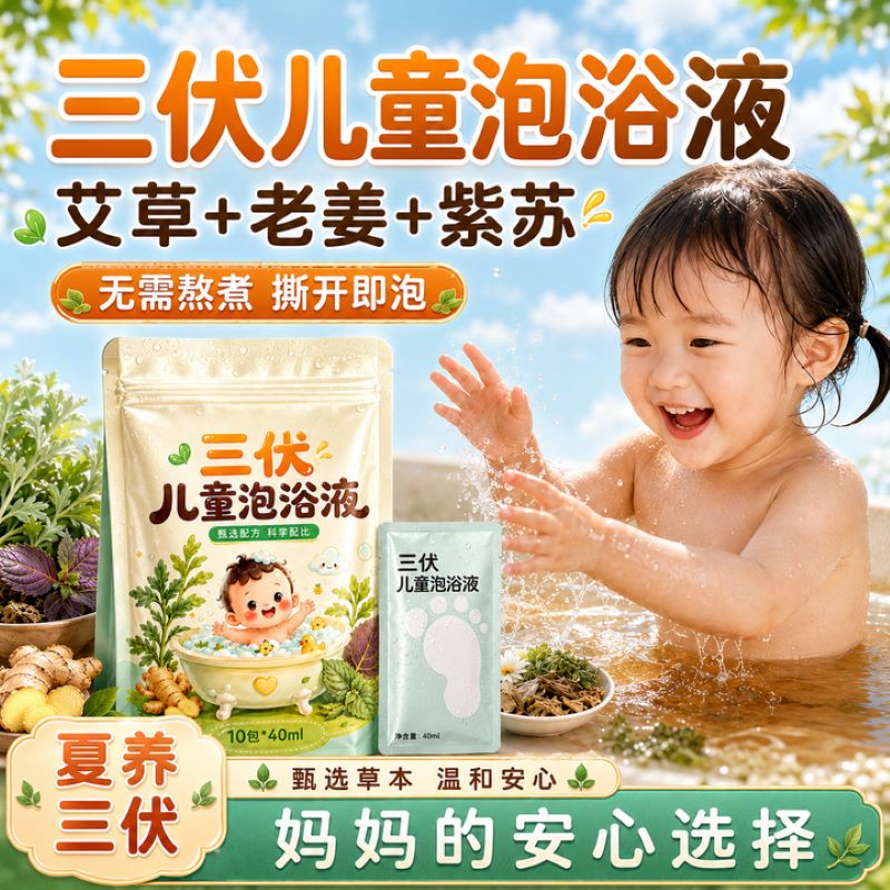 三伏天儿童泡澡药包宝宝婴增强调理免疫力脾胃咳嗽流鼻涕中药浴液