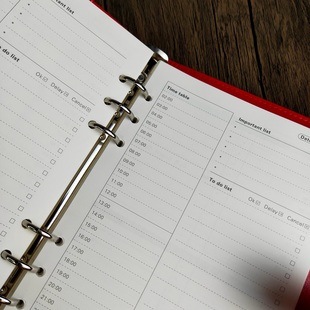 自填日期一日一页时间轴日计划本 6孔A5可拆卸活页笔记本记事本效率手册工作日志日程待办事项时间管理手账本