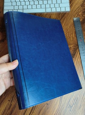 9孔B5蓝色软皮面活页笔记本高档商务办公记事本大号工作日志定制l