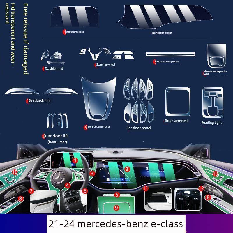 24-25款奔驰E级中控内饰保护贴膜E300l屏幕钢化260车改装用品配件