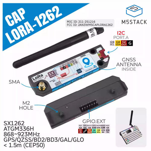 官方Ｍ5Stack Cap LoRa1262 LoRaGPS北斗GNSS支持Meshtastic
