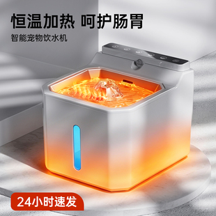 恒温猫咪饮水机自动循环不锈钢加热宠物饮水器无线不插电猫喝水碗