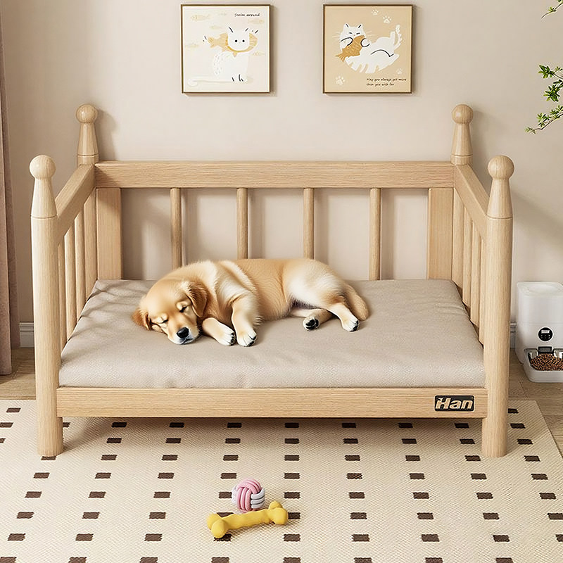 实木狗床狗窝四季通用可拆洗中大型犬柯基金毛狗狗睡觉的窝宠物床
