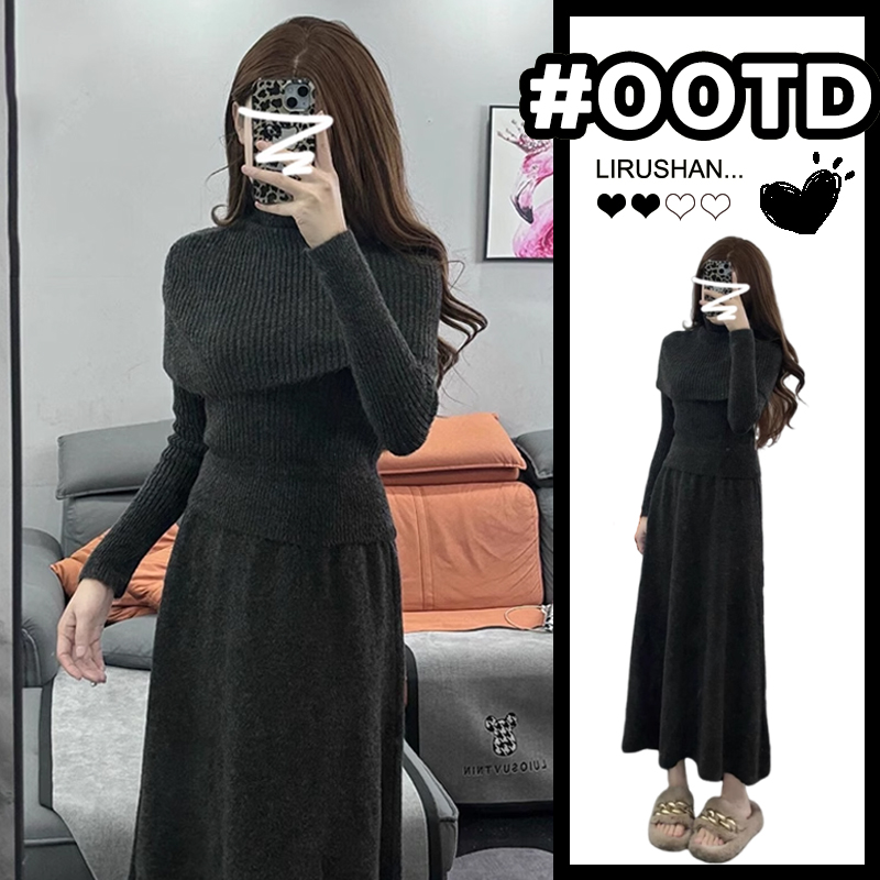 2025新款灰色高领针织毛