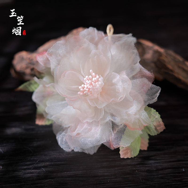 粉色芙蓉花汉服配饰花朵唐风簪花