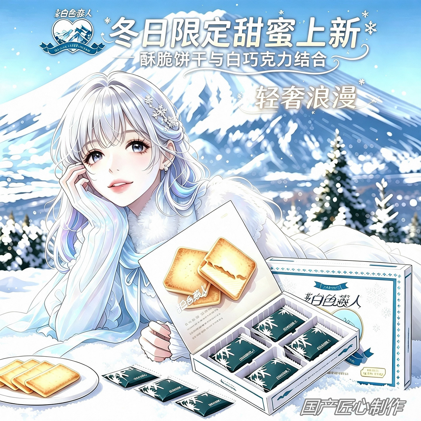 北海白色恋人夹心巧克力饼干12枚礼盒装节日七夕情人节礼物旗舰店