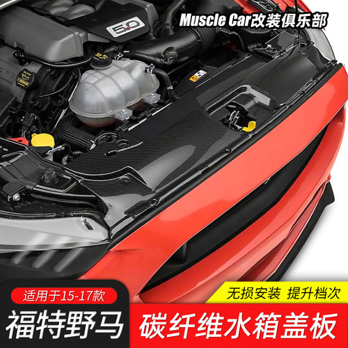 适用15-17款福特野马改装碳纤维水箱盖板Mustang引擎盖散热器护板
