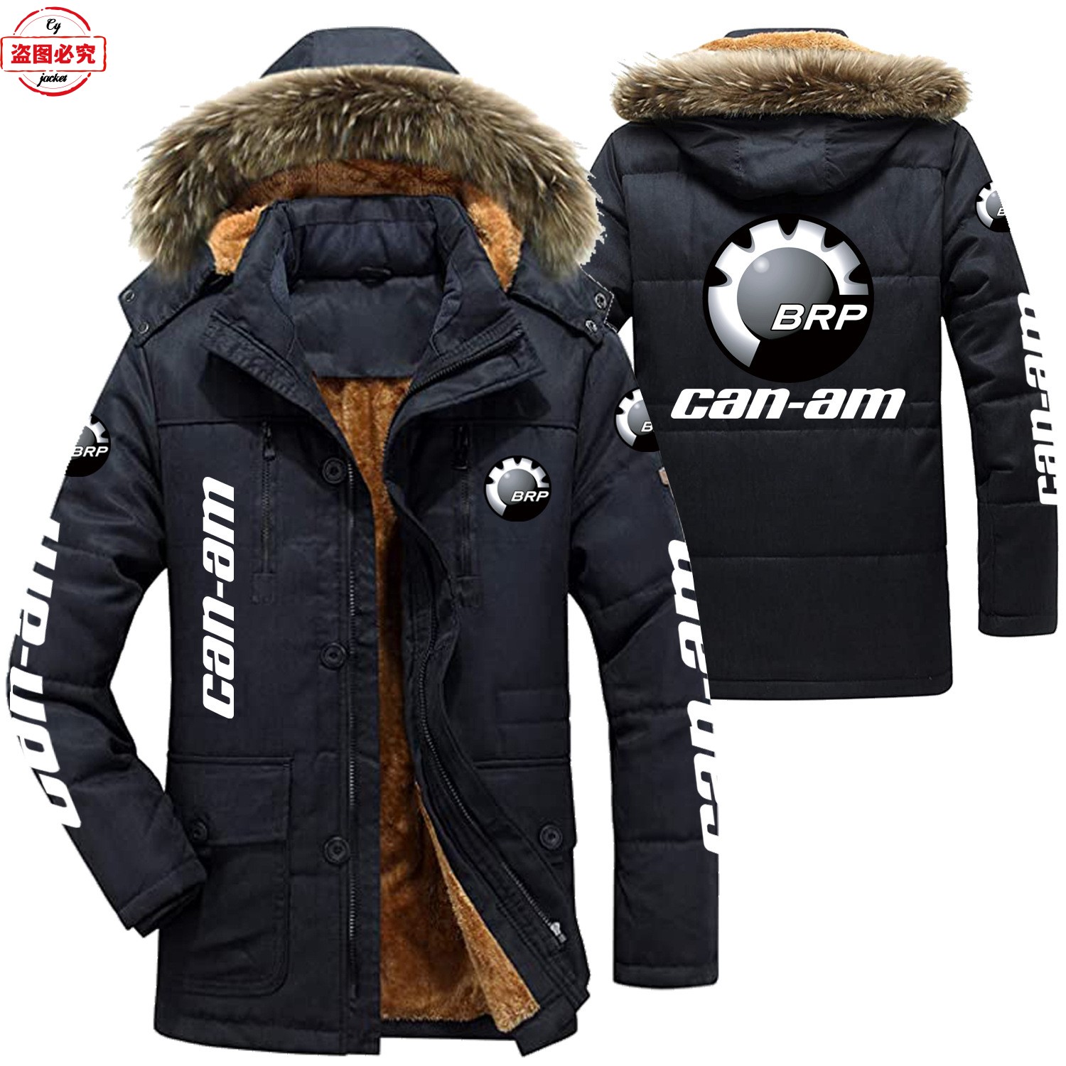 F1赛车服BWT车队logo机车外套男士加绒连帽冬季保暖棉服