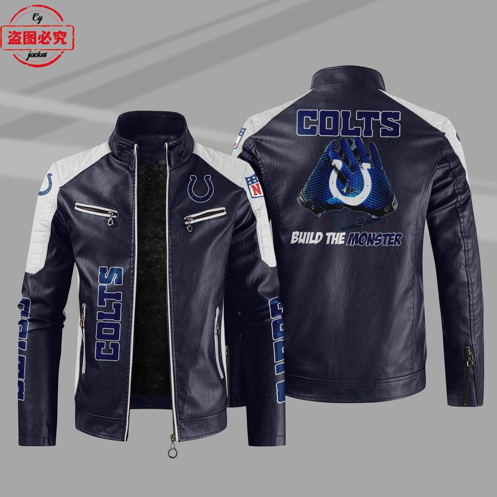 Indianapolis Colts橄榄球队印花pu皮衣印第安纳波利斯小马球队服