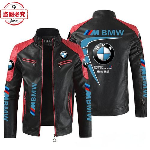 宝马摩托车徽标印花皮夹克pu皮衣四季BMW车队男士骑行服夹克夹克