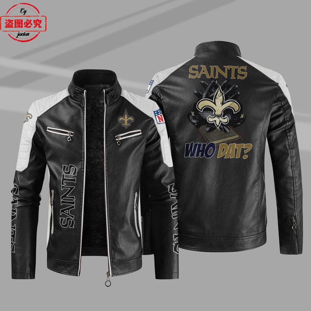 New Orleans Saints橄榄球队LOGO印花pu皮衣新奥尔良圣徒队服装