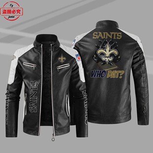 New Orleans Saints橄榄球队LOGO印花pu皮衣新奥尔良圣徒队服装